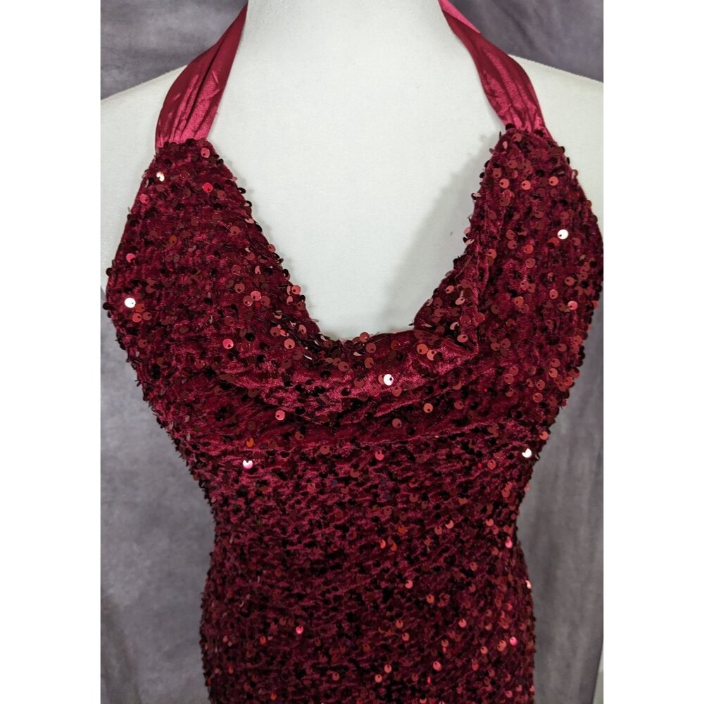 Glam Merlot Star Lights Halter Mini Dress By Selfie Leslie - Picture 9 of 12